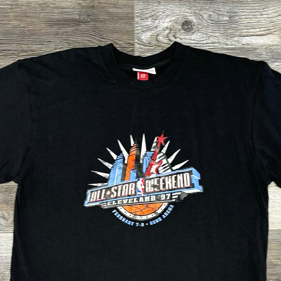 NWT 1997 Mitchell & Ness NBA All Star Weekend Cleveland Hardwood Mens XL T-Shirt - Picture 3 of 11